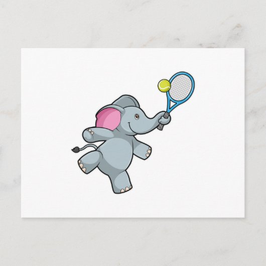 Elephant in Tennis met Tennis racket Briefkaart (Voorkant)