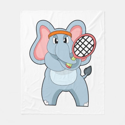 Elephant in Tennis met Tennis racket Fleece Deken (Voorkant)