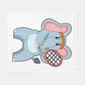 Elephant in Tennis met Tennis racket Fleece Deken (Voorkant (Horizontaal))