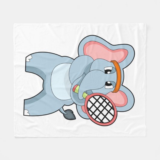 Elephant in Tennis met Tennis racket Fleece Deken (Voorkant (Horizontaal))