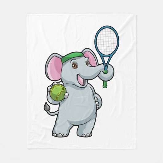 Elephant in Tennis met Tennis racket Fleece Deken (Voorkant)