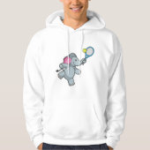 Elephant in Tennis met Tennis racket Hoodie (Voorkant)