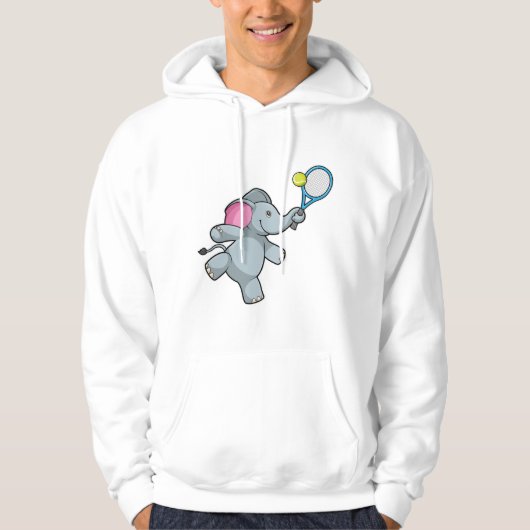Elephant in Tennis met Tennis racket Hoodie (Voorkant)