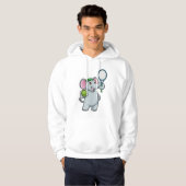 Elephant in Tennis met Tennis racket Hoodie (Voorkant volledig)