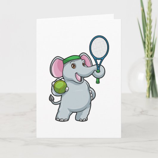 Elephant in Tennis met Tennis racket Kaart (Voorkant)