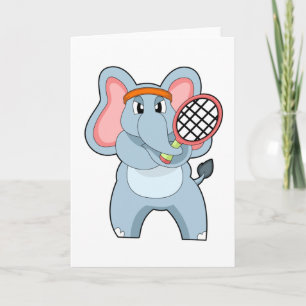 Elephant in Tennis met Tennis racket Kaart