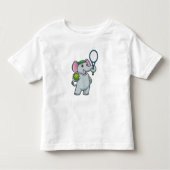 Elephant in Tennis met Tennis racket Kinder Shirts (Voorkant)