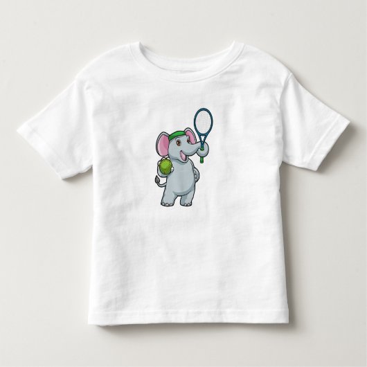Elephant in Tennis met Tennis racket Kinder Shirts (Voorkant)