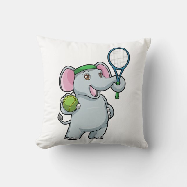 Elephant in Tennis met Tennis racket Kussen (Voorkant)