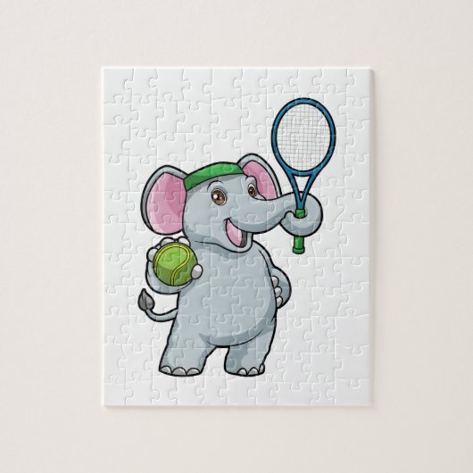 Elephant in Tennis met Tennis racket Legpuzzel (Verticaal)