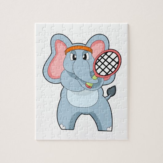 Elephant in Tennis met Tennis racket Legpuzzel (Verticaal)