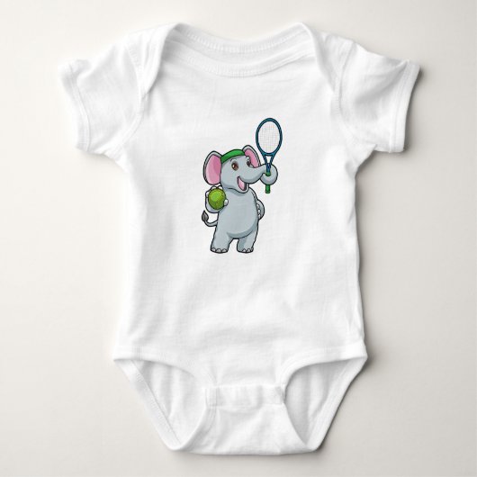 Elephant in Tennis met Tennis racket Romper (Voorkant)