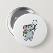 Elephant in Tennis met Tennis racket Ronde Button 7,6 Cm (Voorkant /achterkant)