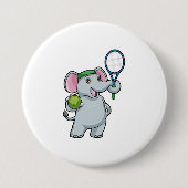 Elephant in Tennis met Tennis racket Ronde Button 7,6 Cm (Voorkant)