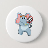Elephant in Tennis met Tennis racket Ronde Button 7,6 Cm (Voorkant)