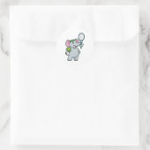 Elephant in Tennis met Tennis racket Ronde Sticker (Tas)