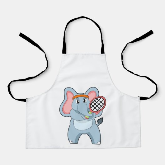 Elephant in Tennis met Tennis racket Schort (Voorkant)