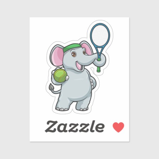 Elephant in Tennis met Tennis racket Sticker (Vel)