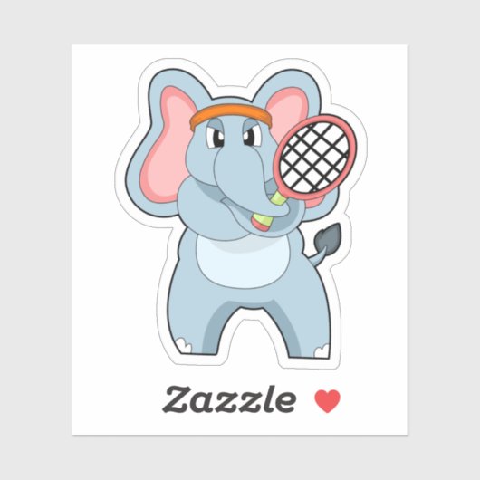Elephant in Tennis met Tennis racket Sticker (Vel)