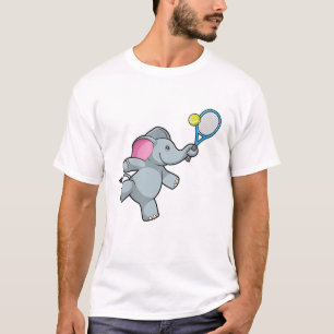 Elephant in Tennis met Tennis racket T-shirt