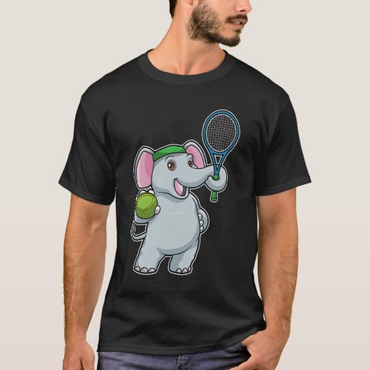 Elephant in Tennis met Tennis racket T-shirt (Voorkant)