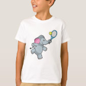 Elephant in Tennis met Tennis racket T-shirt (Voorkant)
