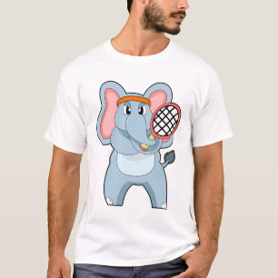 Elephant in Tennis met Tennis racket T-shirt