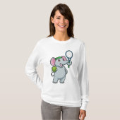 Elephant in Tennis met Tennis racket T-shirt (Voorkant volledig)