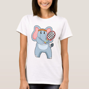 Elephant in Tennis met Tennis racket T-shirt