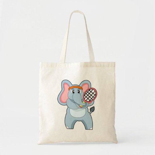 Elephant in Tennis met Tennis racket Tote Bag (Voorkant)