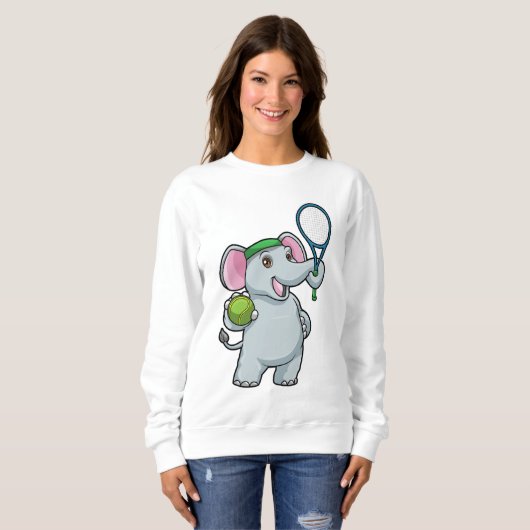 Elephant in Tennis met Tennis racket Trui (Voorkant volledig)