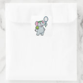 Elephant in Tennis met Tennis racket Vierkante Sticker (Tas)