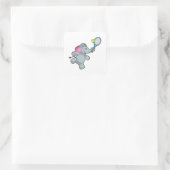 Elephant in Tennis met Tennis racket Vierkante Sticker (Tas)