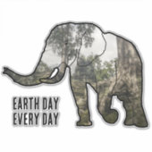 Elephant in the Ruins of Cambodia: Earth Day Stick Sticker (Voorkant)