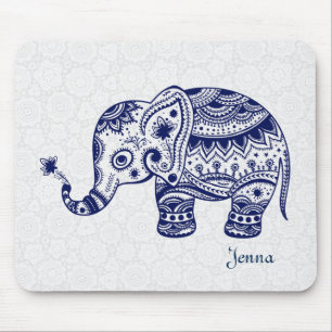 Elephant in vlooienblauw muismat
