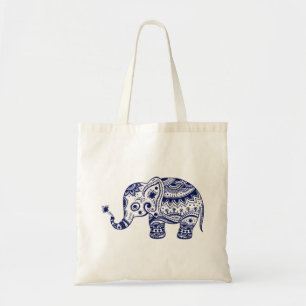 Elephant in vlooienblauw tote bag