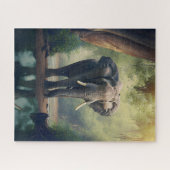 Elephant in Wilde Jigzaag Puzzle Legpuzzel (Horizontaal)