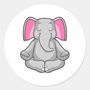 Elephant in Yoga in kruispoten Ronde Sticker