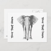 Elephant in zwart-wit briefkaart (Voorkant / Achterkant)