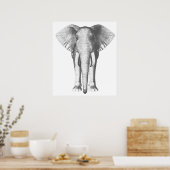 Elephant in zwart-wit poster (Keuken)