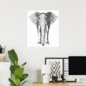 Elephant in zwart-wit poster (Thuiskantoor)