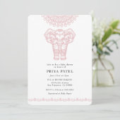 Elephant Indian Pink Baby shower Kaart (Staand voorkant)