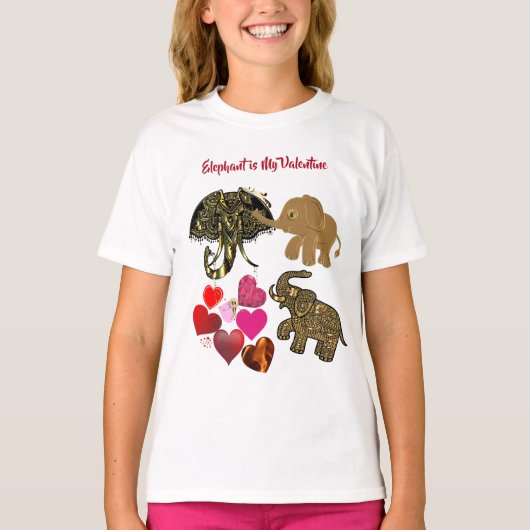 Elephant is mijn Valentijn die hartkloppingen zwee T-shirt (Voorkant)