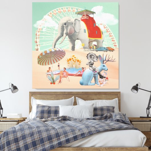 Elephant & Jackrabbit Roadside Attraction Collage Canvas Afdruk (Insitu (Slaapkamer))