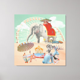 Elephant & Jackrabbit Roadside Attraction Collage Canvas Afdruk