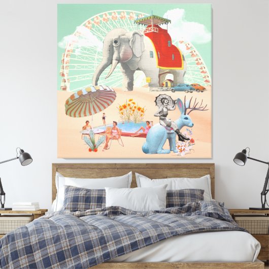 Elephant & Jackrabbit Roadside Attraction Collage Canvas Afdruk (Insitu (Slaapkamer))