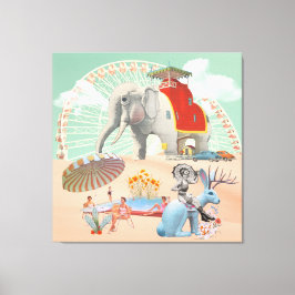 Elephant & Jackrabbit Roadside Attraction Collage Canvas Afdruk