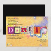 Elephant Jewish Baby Naming Invitation hebrew girl Kaart (Voorkant / Achterkant)