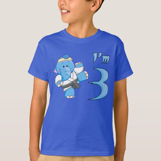 Elephant Karate 3e verjaardag T-shirt (Voorkant)