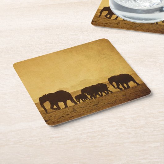 Elephant Kartonnen Onderzetters (Schuin)